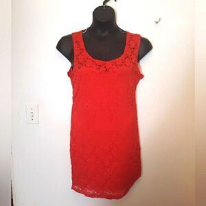 Dots red lace sleeveless dress
